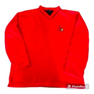 Pro Edge Red Cardinal Fleece V-neck Long Sleeve Pullover Mens XL